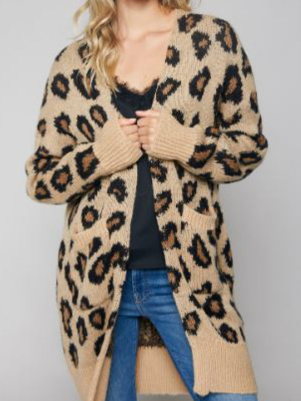 'Tonya' Leopard Print Sweater Cardigan
